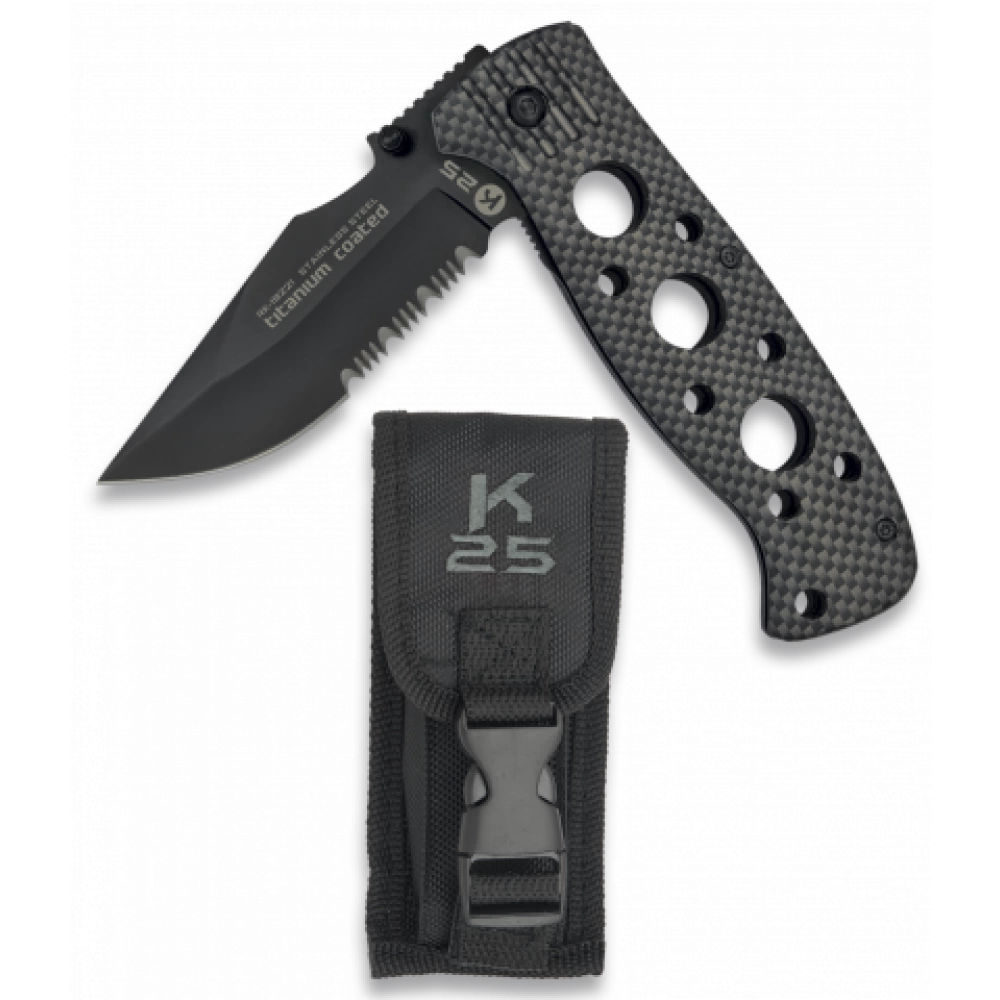 Couteau Pliable K25 Avec Manche Alvéolé Lame 8,5 Cm 3 Couteau Pliable K25 Avec Manche Alvéolé Lame 8,5 Cm