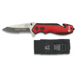 Couteau Pliable Rouge Et Noir Lame 8.4 Cm